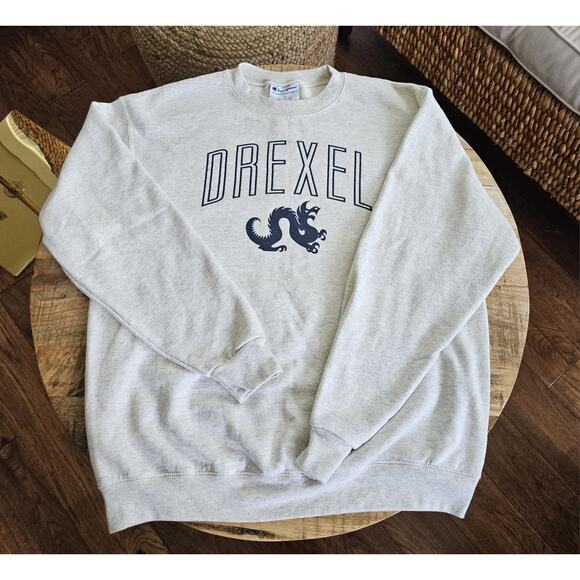 Champion Drexel University Oatmeal Crewneck Sweatshirt Size Large - Picture 1 of 10